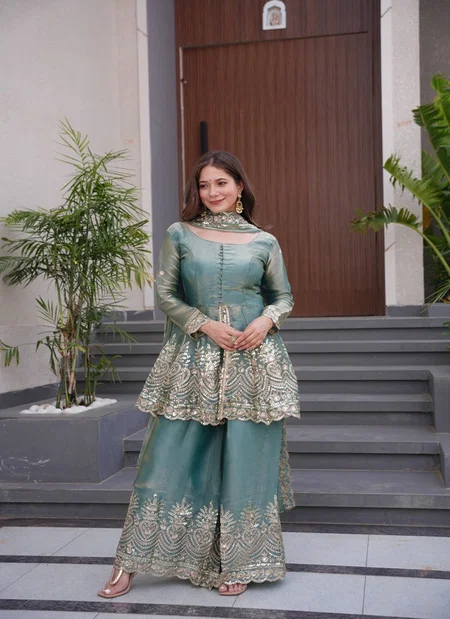 Kts 658 Fendy Satin Silk Embroidery Work Readymade Suits